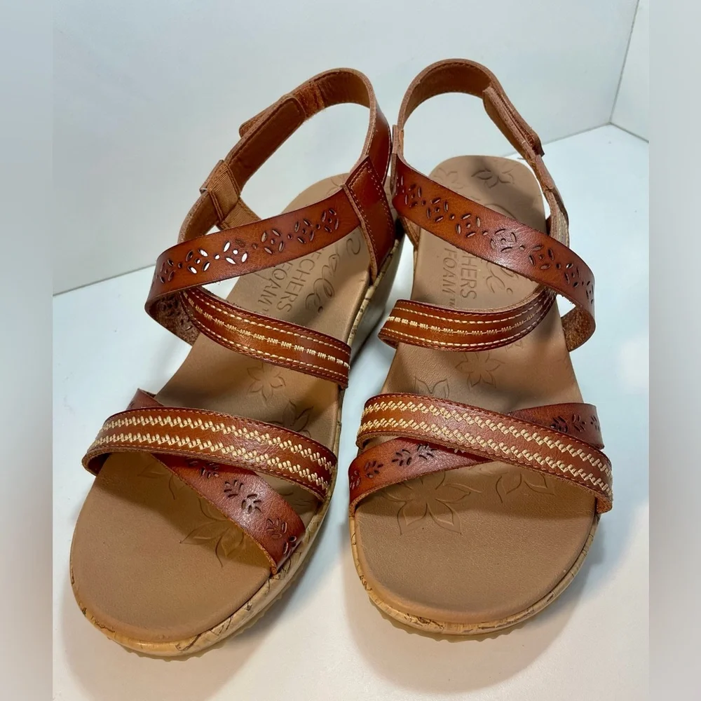 Skechers Cali Beverlee Delicate Glow Brown Wedge Sandals Womens Size 10 New